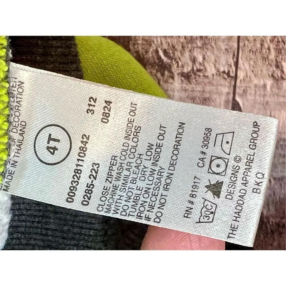 Nike Sportswear Gray Green Sweatshirt Fleece Hooded Zipper Jacket sz‎ 4T
